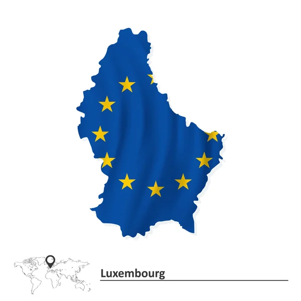 Χάρτης του Λουξεμβούργου με σημαία της Ευρωπαϊκής Ένωσης — Διανυσματικό Αρχείο