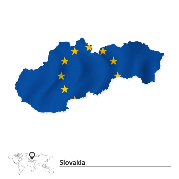 Kaart van Slowakije met Europese Unie vlag — Stockvector