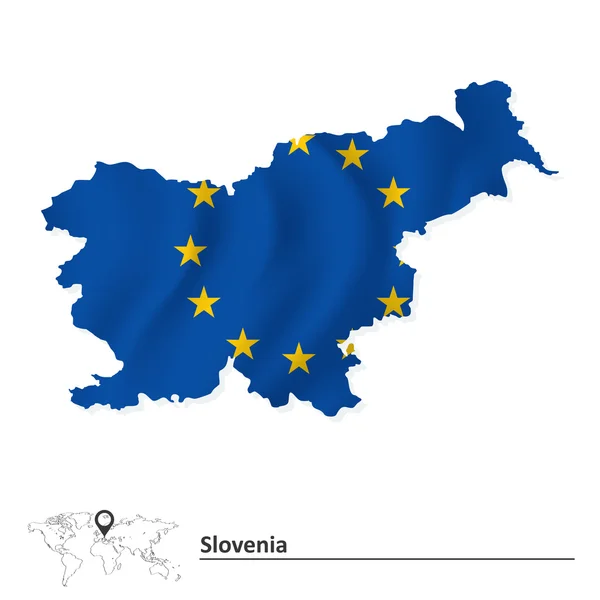 Kaart van Slovenië met de Europese Unie vlag — Stockvector