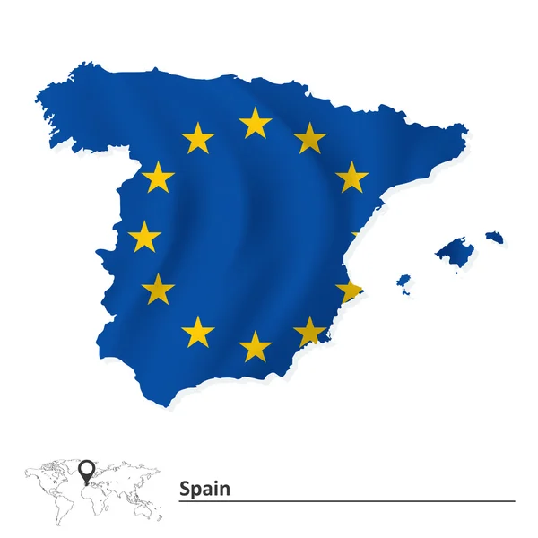 Map of Spain with European Union flag — Stock Vector