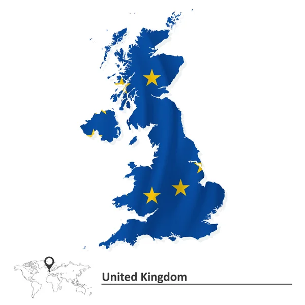 Mapa do Reino Unido com bandeira da União Europeia — Vetor de Stock