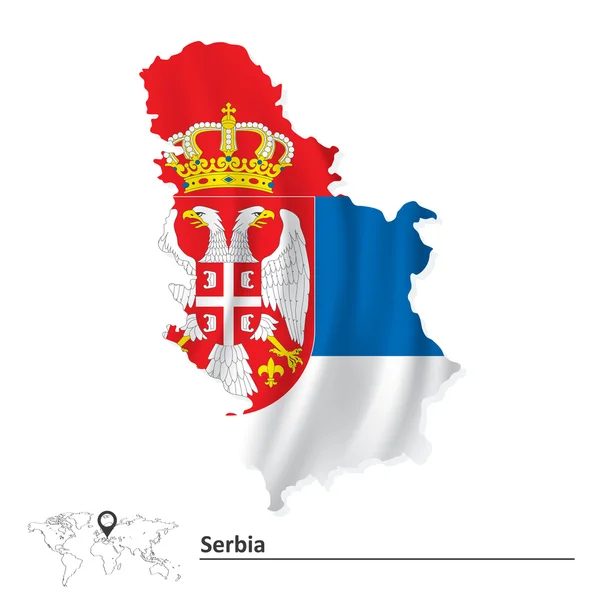 Térkép-Szerbia-zászló — Stock Vector