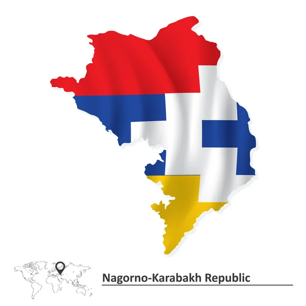 Karte der Republik Nagorno-Karabach mit Flagge — Stockvektor
