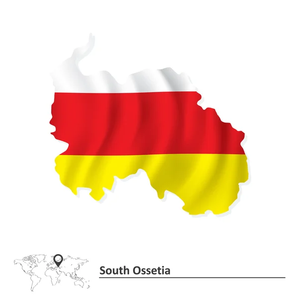 Mapa de Osetia del Sur con la bandera — Archivo Imágenes Vectoriales