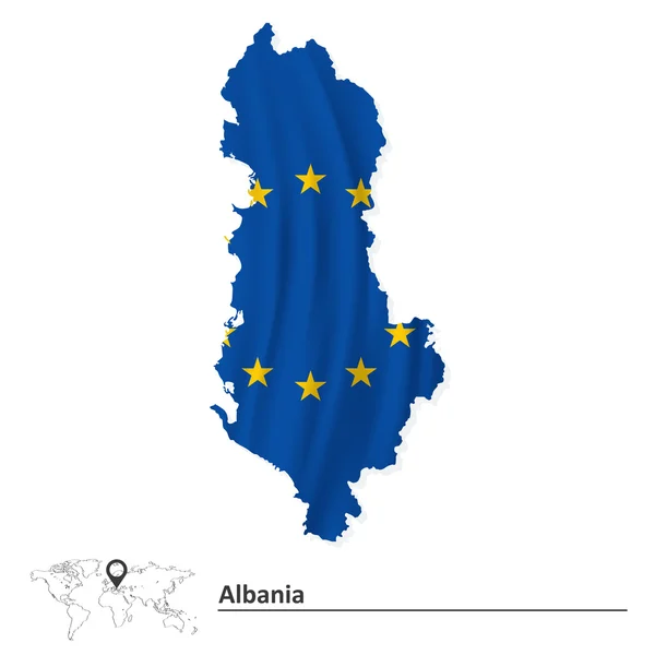 Kaart van Albanië met Europese Unie vlag — Stockvector