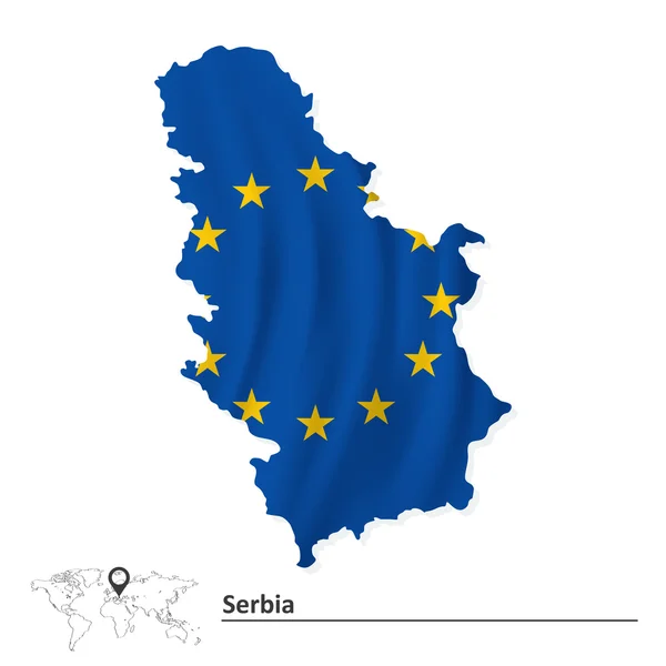 Map of Serbia with European Union flag — Stock Vector