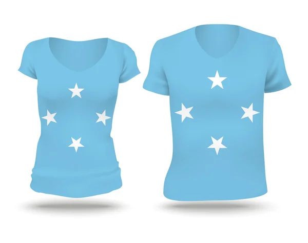 ミクロネシアの旗 t シャツ デザイン — ストックベクタ