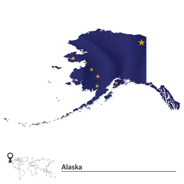 Kaart van Alaska met vlag — Stockvector