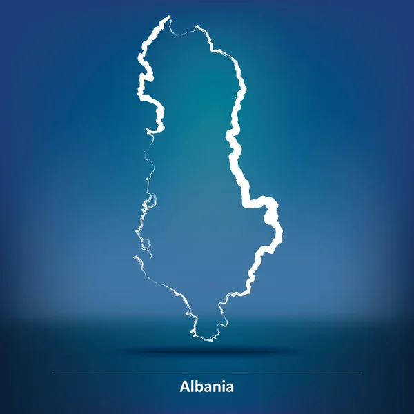 Doodle Mapa de Albania — Vector de stock