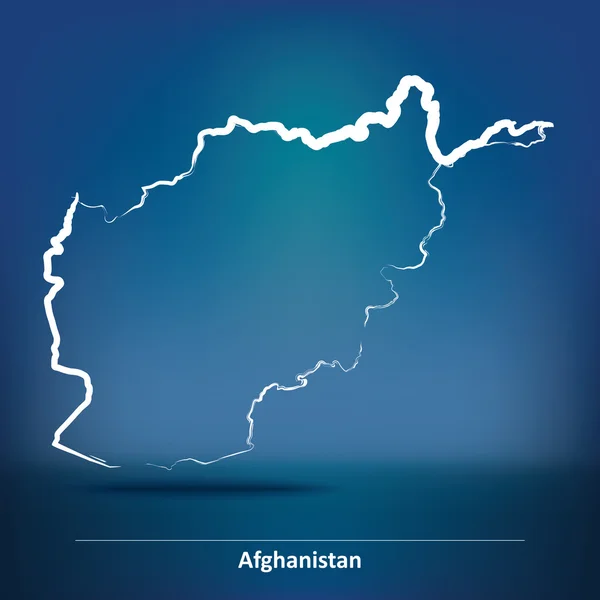Afganistan Haritası doodle — Stok Vektör