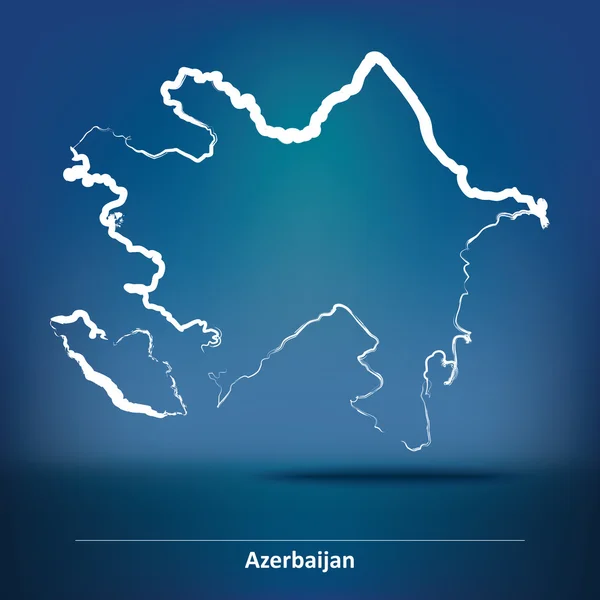 Mappa Doodle di Azerbaigian — Vettoriale Stock