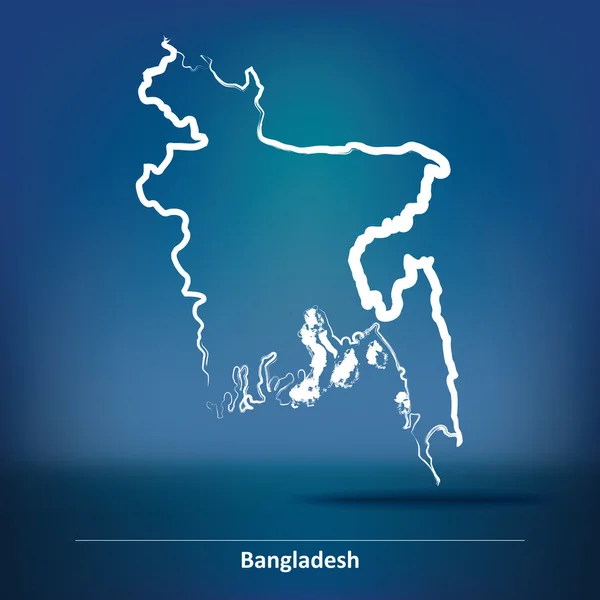 Doodle Térkép Bangladesben — Stock Vector
