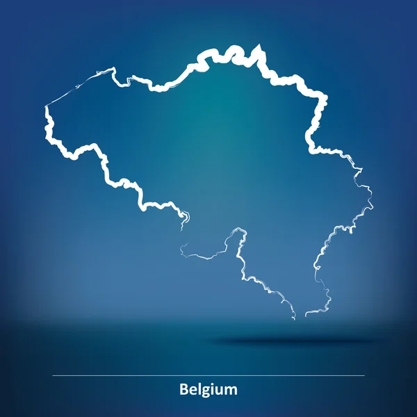 Belçika Haritası doodle — Stok Vektör