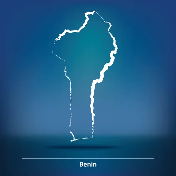 Doodle karta Benin — Stock vektor