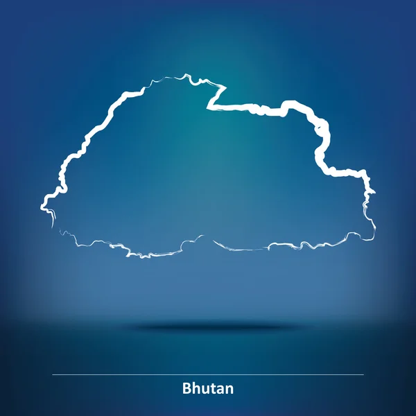 Doodle mapa Bhútánu — Stockový vektor