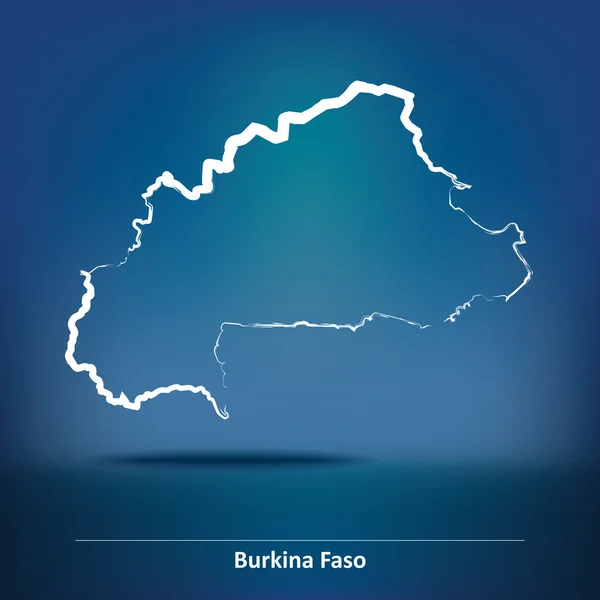 Doodle karta över Burkina Faso — Stock vektor