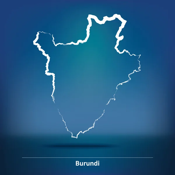 Doodle Mapa de Burundi — Vector de stock