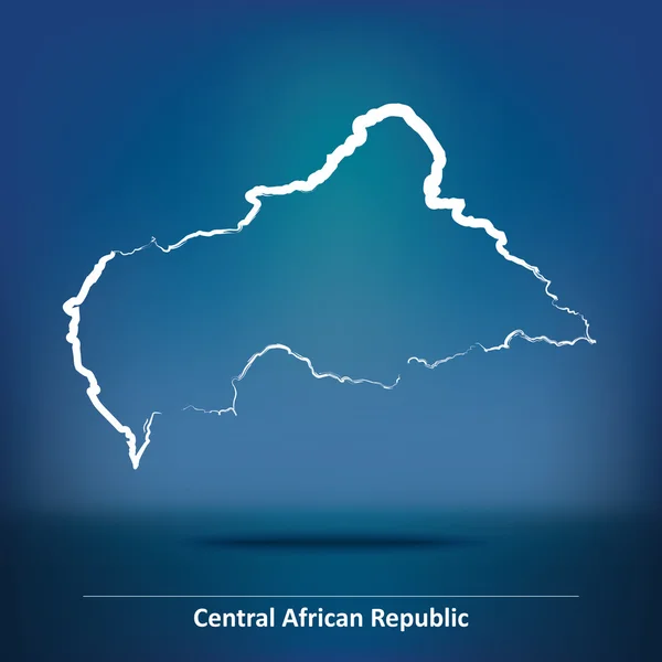 Doodle Mapa de República Centroafricana — Vector de stock