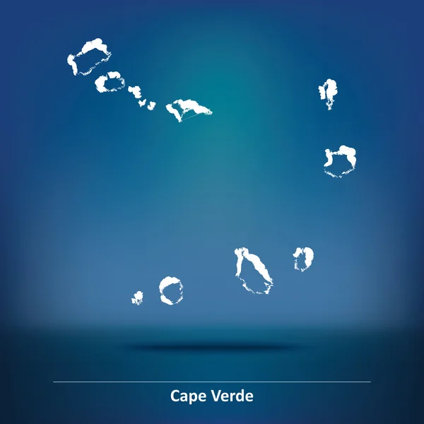 Doodle Mapa de Cabo Verde — Vetor de Stock