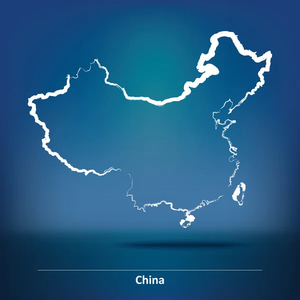 Çin Haritası doodle — Stok Vektör