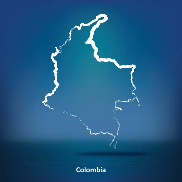 Doodle Mapa de Colombia — Vector de stock