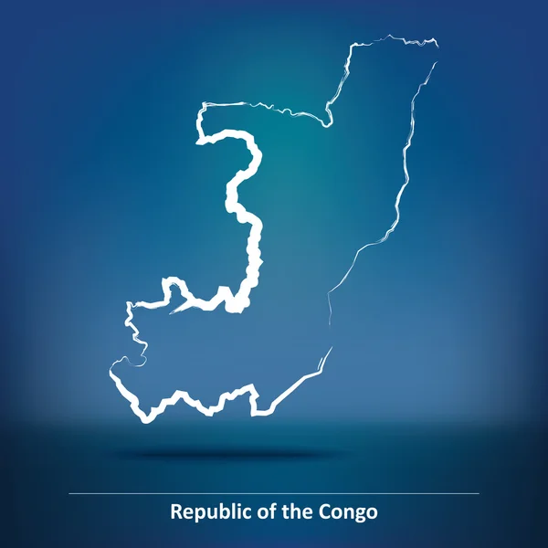 Doodle Mapa de República del Congo — Vector de stock