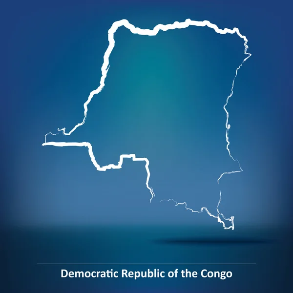 Карта Дудла Демократической Республики Конго — стоковый вектор
