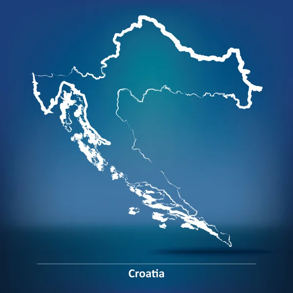 Doodle Mapa Chorvatsko — Stockový vektor