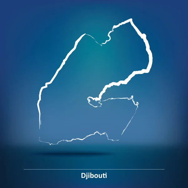 Doodle karta över Djibouti — Stock vektor