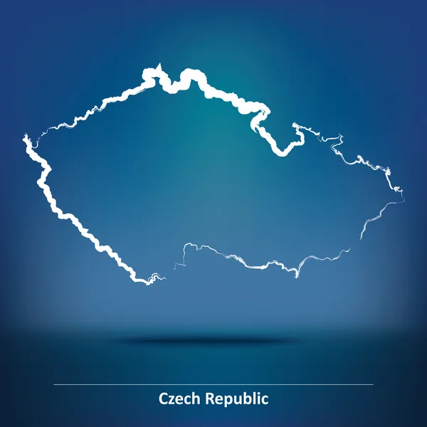 チェコ共和国の地図を落書き — ストックベクタ