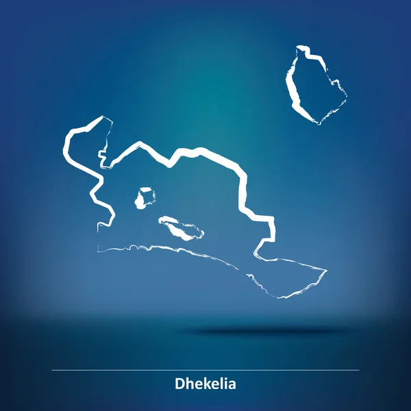 Doodle Mapa de Dhekelia — Vector de stock