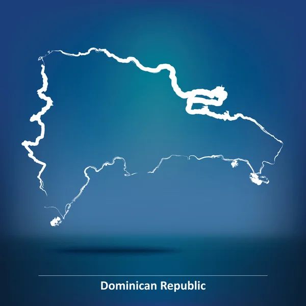 Doodle Mapa de República Dominicana — Vector de stock