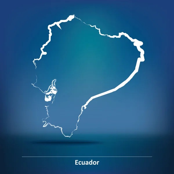 涂鸦厄瓜多尔的地图 — 图库矢量图片