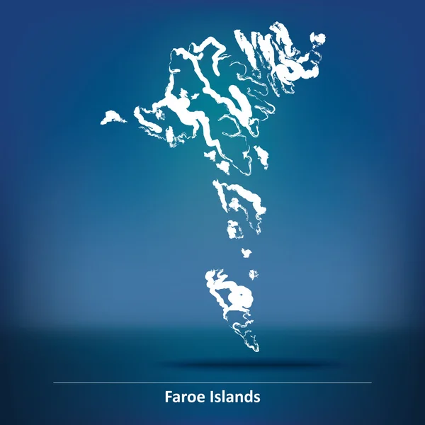 Doodle Mapa de Islas Feroe — Vector de stock