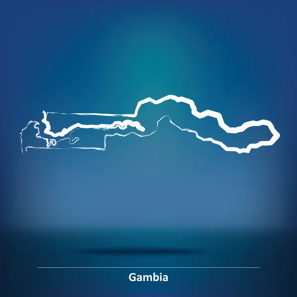 Doodle Mapa de Gambia — Vector de stock