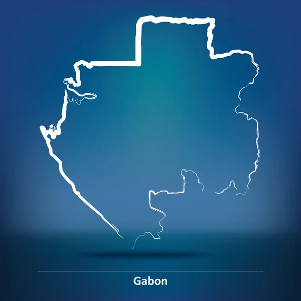 Doodle Mapa de Gabón — Vector de stock