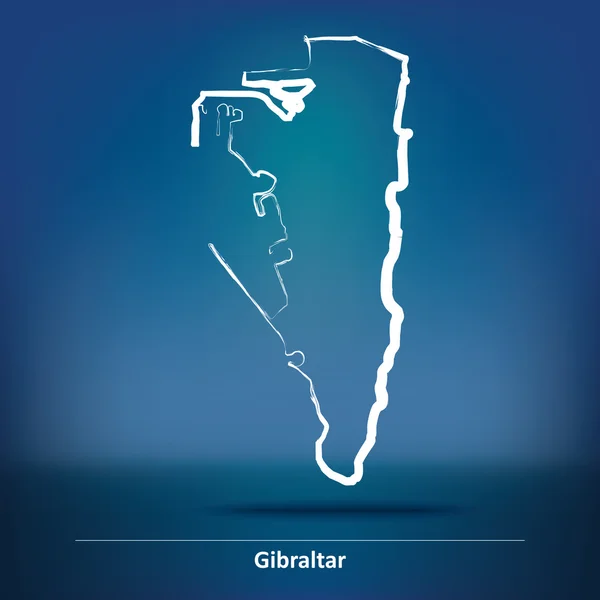 Doodle karta över Gibraltar — Stock vektor