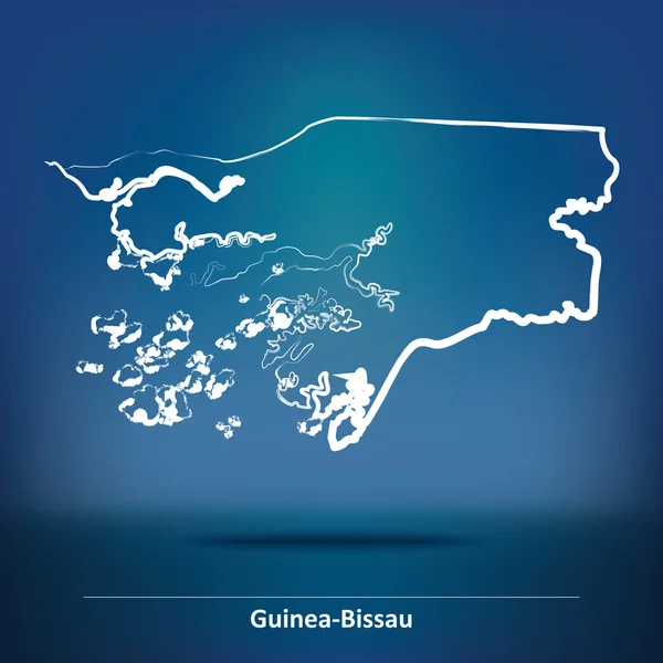 Doodle Mapa de Guinea-Bissau — Vector de stock