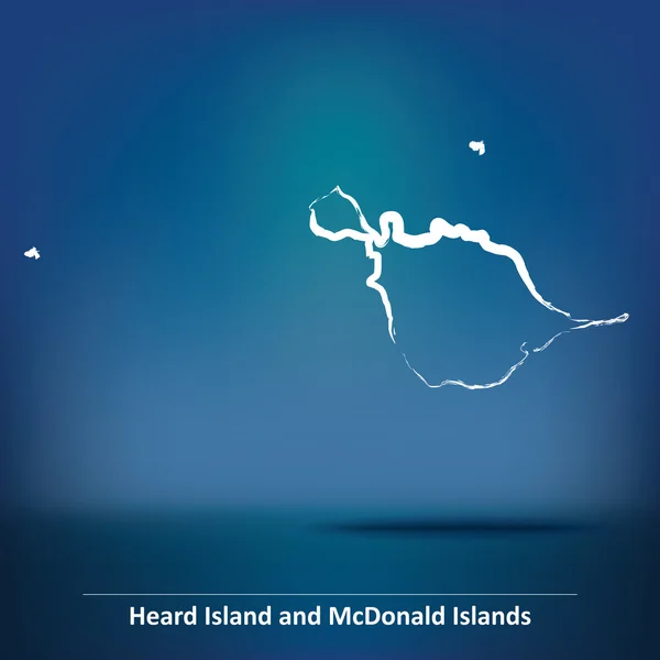 Mapa de Doodle de las Islas Heard y McDonald — Vector de stock