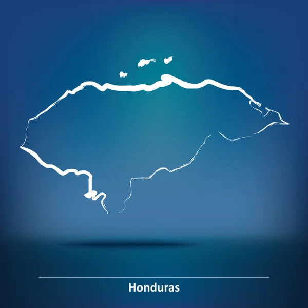 Doodle แผนที่ของฮอนดูรัส — ภาพเวกเตอร์สต็อก