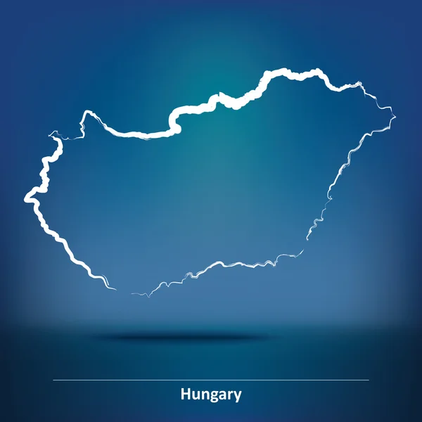 Doodle kaart van Hongarije — Stockvector