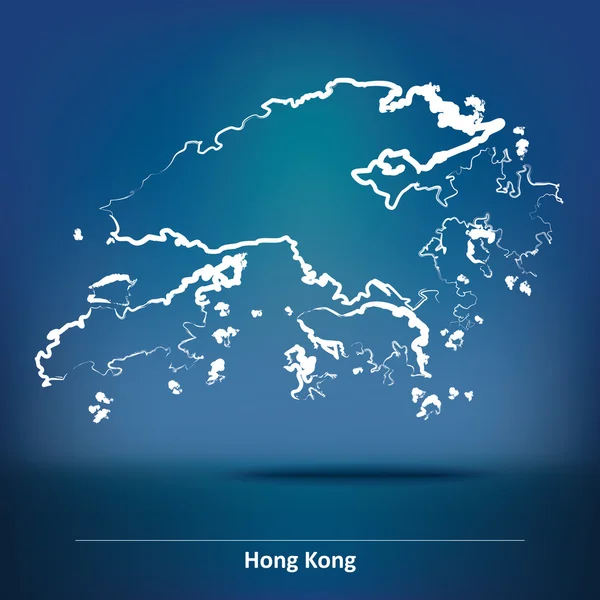 涂鸦 Hong 香港的地图 — 图库矢量图片