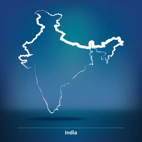 인도 지도 낙서 — 스톡 벡터