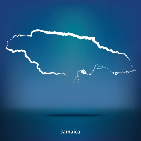 Doodle Mapa de Jamaica — Archivo Imágenes Vectoriales