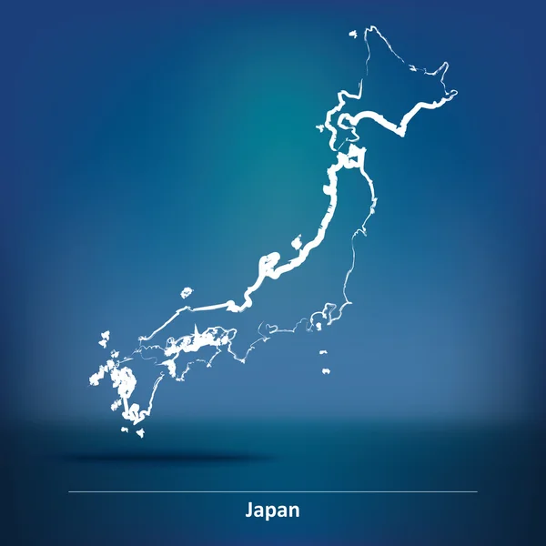 Doodle kaart van Japan — Stockvector