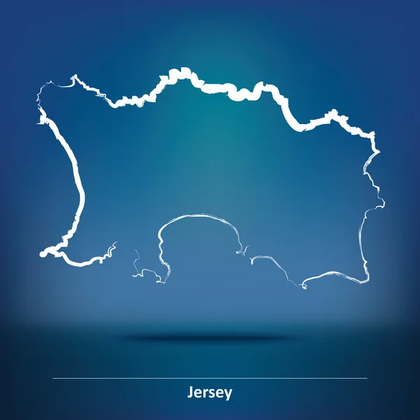 Doodle Mapa de Jersey — Vector de stock