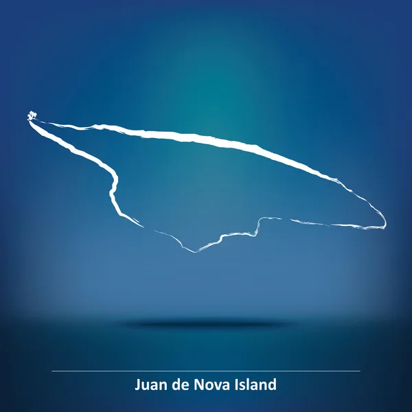 Peta Doodle Pulau Juan de Nova - Stok Vektor