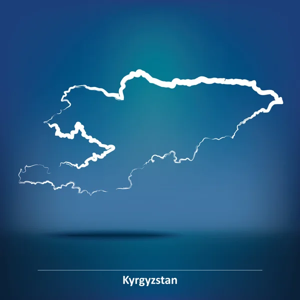 Doodle mapa Kyrgyzstánu — Stockový vektor