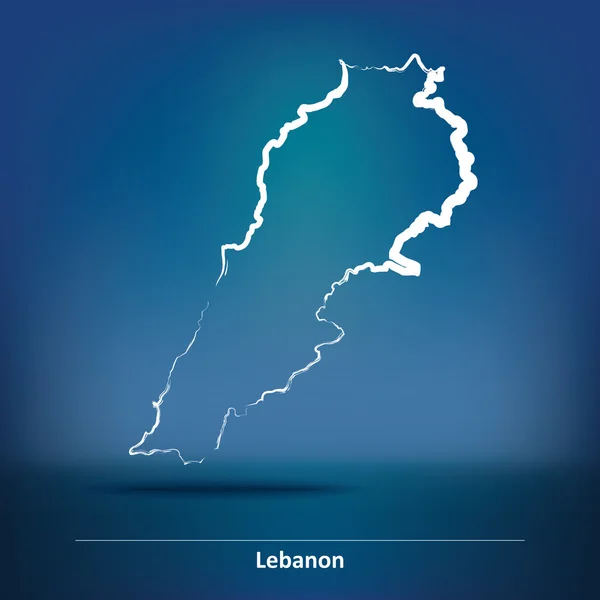 Doodle karta över Libanon — Stock vektor
