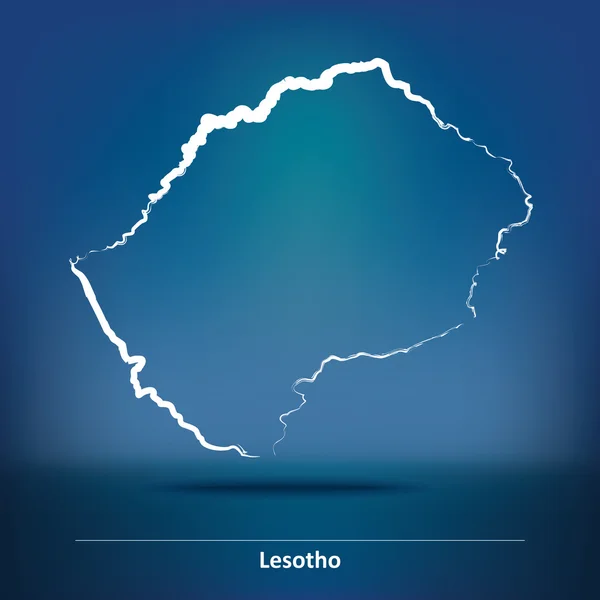 Peta Doodle Lesotho - Stok Vektor